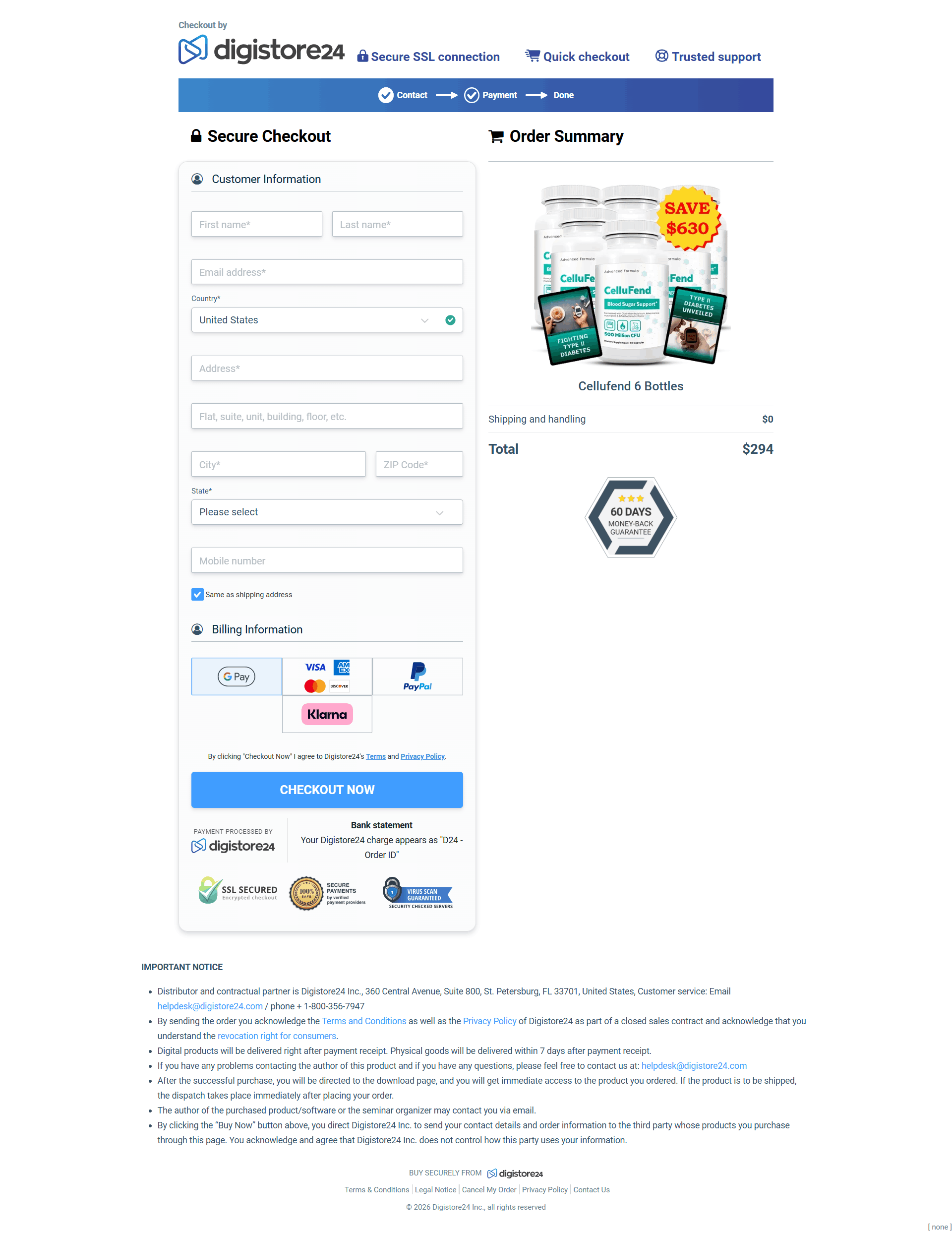 CelluFend Checkout Now